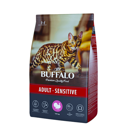 Mr.Buffalo ADULT SENSITIVE для кошек индейка 10кг