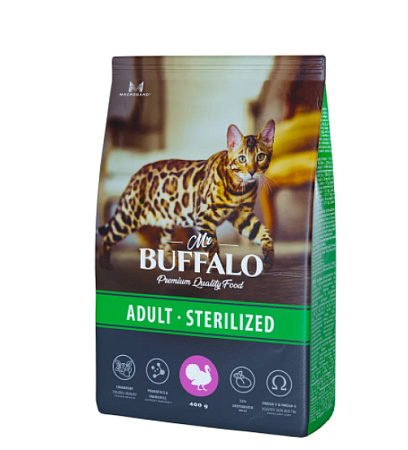 Mr.Buffalo для кошек STERILIZED индейка 400гр