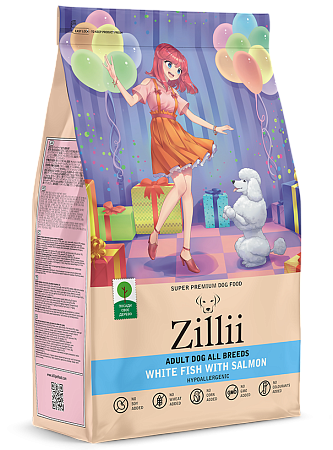 ZILLII Adult Dog для собак Белая Рыба с Лососем 3кг