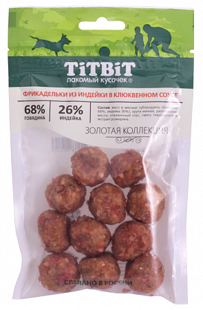 TITBIT Фрикадельки из индейки в клюквенном соусе для собак Золотая коллекция 70г