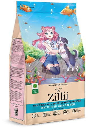 ZILLII для собак мелких пород 2 кг с чувствит. пищевар. Белая рыба