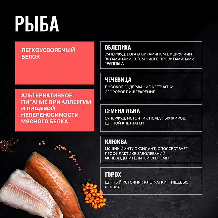 ОДНО МЯСО сухой полнорационный корм для взрослых кошек 400г с рыбой