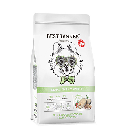 Бест Диннер Монопротеин для собак 400г мини белая рыба