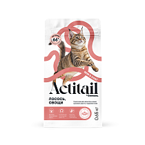 Актитейл сухой корм для кошек 650г Лосось/овощи здоровая шерсть и кожа