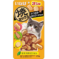 Инаба для кошек Снеки кацуобуси, морской гребешок, кальмар 25г