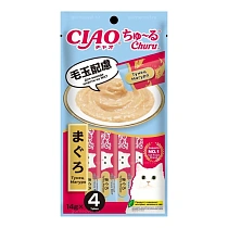 Инаба для кошек Пюре для вывода шерсти Тунец Магуро 4*14г