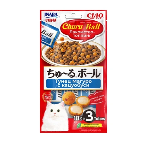 Инаба для кошек Ball Лакомство-топпинг Магуро с кацуобус