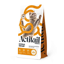 Актитейл сухой корм для кошек 350г Курица/овощи стерилизованные