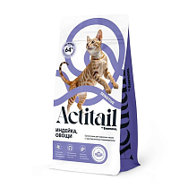 Актитейл сухой корм для кошек 350г Индейка/овощи чувствительное пищеварение
