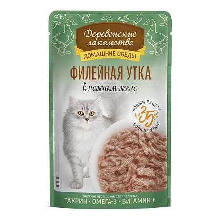 Деревенские лакомства ПАУЧ для кошек 70г филе утка в желе