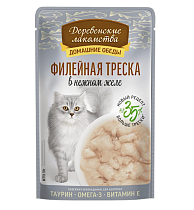 Деревенские лакомства ПАУЧ для кошек 70г филе треска в желе