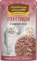 Деревенские лакомства ПАУЧ для кошек 70г утка/тунец в желе