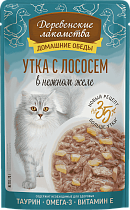 Деревенские лакомства ПАУЧ для кошек 70г утка/лосось в желе