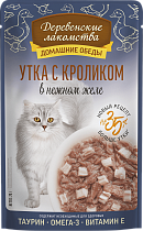 Деревенские лакомства ПАУЧ для кошек 70г утка/кролик в желе