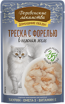 Деревенские лакомства ПАУЧ для кошек 70г треска/форель в желе