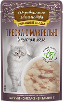 Деревенские лакомства ПАУЧ для кошек 70г треска/макрель в желе