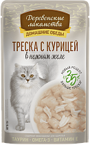 Деревенские лакомства ПАУЧ для кошек 70г треска/курица в желе