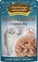 Деревенские лакомства ПАУЧ для кошек 70г лосось/осьминог в желе