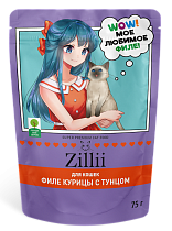Зилли для кошек ПАУЧ Стерилизед Курица/тунец 75г